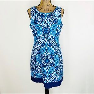 Just...Taylor Geo Print Sleeveless Sheath Dress